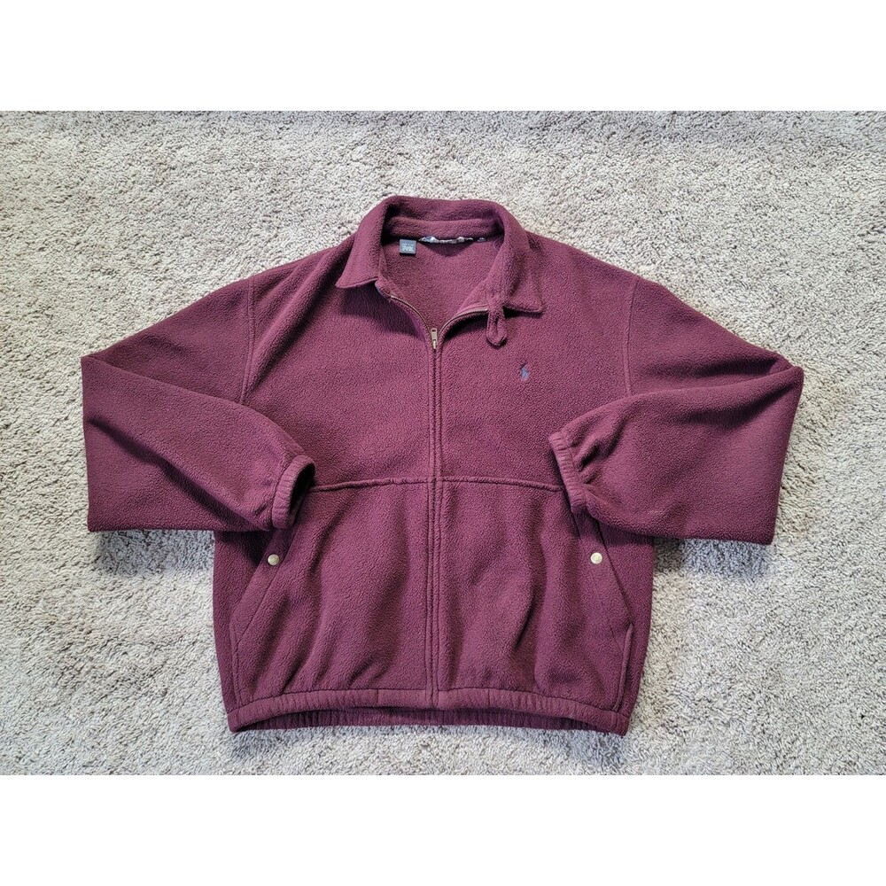 Vtg 90s Polo Ralph Lauren Harrington Fleece Jacket Men’s XL Full Zip Burgundy